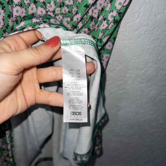 ASOS Curve Green Floral Mini Tea Dress‎ Size 22 - Picture 7 of 8